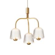 Nuura LED-hengelampe Asteea 3, Ø 40 cm, messingfarget/klar