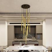 Hengelampe Selter, gullfarget, 17-flammet, metall