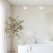 Taklampe Mado, beige, 1 lyskilde, høyde 21 cm, stål/glass