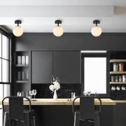 Taklampe Atmaca, 1 lyskilde, svart, glass, Ø 15 cm