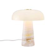Bordlampe Glossy, rosa/hvit, høyde 24 cm, marmor/glass