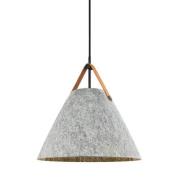 Pendellampe Strap, lysegrå, Ø 36 cm, metall/lær