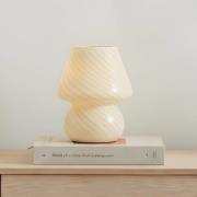 Lindby Andriana bordlampe, gul/hvit, glass, Ø 15 cm