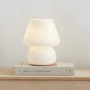 Lindby Andriana bordlampe, hvit, glass, Ø 15 cm