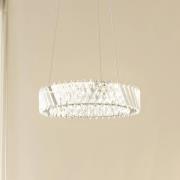 Lucande LED-hengelampe Glacis, krystall, Ø 40 cm, krom