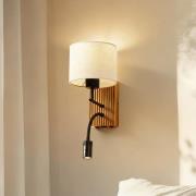Lucande vegglampe Lieske, 39 cm, beige, tekstil, leselampe