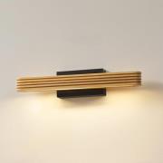 Lucande LED-vegglampe Lieske, 40 cm, tre, svart