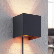 Arcchio vegglampe Zuzana, kantet, svart, støpsel, 10 cm