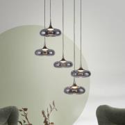 SCHÖNER WOHNEN LED-hengelampe Posh 5 lyskilder, røkt glass, 3.000 K