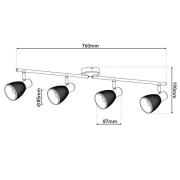 Taklampe Lindita, 4 lyskilder, glass, røykgrå, E14