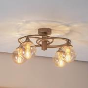 Binah taklampe rav/antik gull 4 lyskilder Ø 60 cm glass/metall