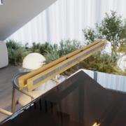 LED-hengelampe Chile S, eik/granitt, lengde 116 cm