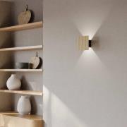 LED-vegglampe Inka S, eik/svart, tre, høyde 15 cm