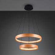LED-hengelampe Lynwood, Ø 60 cm, trefarget, tre, 2 lyskilder