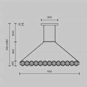 LED-hengelampe AMULET, lengde 110 cm, gullfarget, metall/glass