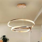 LED-hengelampe Orbitas, Ø 80 cm, gullfarget, metall, dimmer