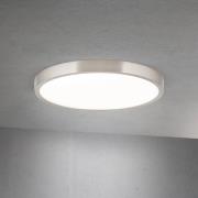LED-taklampe Disc, nikkelfarget satinert, Ø 28 cm, CCT