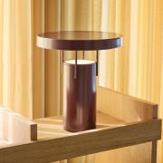 HÜBSCH LED-batteridrevet bordlampe BringMe, burgunder metallic, 28 cm