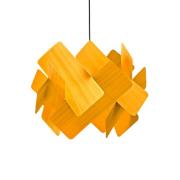LZF pendellampe Escape, gul/nikkel, Ø 30 cm, tre