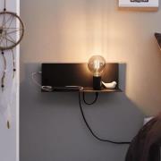 Paulmann vegglampe Devara, svart 40 cm E27 USB-port