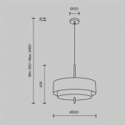 Maytoni hengelampe Bergamo, hvit/svart, Ø 50 cm, lin