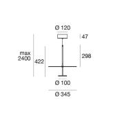 LED-hengelampe Stilo_P, svart,  Ø 35 cm, IP40