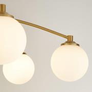 Taklampe Feylinn, hvit/messing, glass, Ø 75 cm, 6 lyskilder.