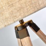 Bordlampe Fynriel, beige, tre/tekstiler, treben, 35 cm