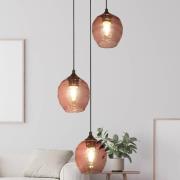 Hengelampe Ojay, plomme/svart, glass, 3 lyskilder, E27