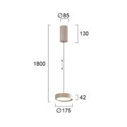 LED-hengelampe Denver, Ø 17 cm, beige, metall