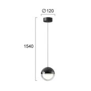LED-pendellampe Zirea, svart/kromfarget, Ø 12 cm, metall