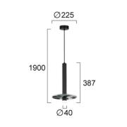 LED-hengelampe Leandros, svart, Ø 40 cm, kunststein/metall