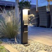 LED-sokkellampe stikkontaktkolonne Lerna, 60 cm, aluminium mørkegrå