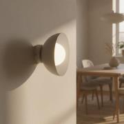 Vegglampe Bibi K1, beige, stål/glass, Ø 18 cm