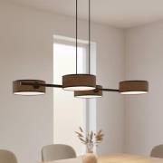 Hengende lampe Drumz 4, brun, stoff/stål, lengde 80 cm, E14
