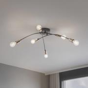 Taklampe Banana, svart, metall, 67 cm, 6 lyskilder, E27