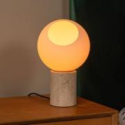 Bordlampe Davin, høyde 26 cm, kremfarget/hvit, stein/glass