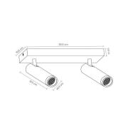 Downlight Grado, lengde 25 cm, taupe, metall, 2 lyskilder