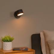 LED-vegglampe Gian, svart, bredde 11 cm, metall