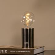 Akkudrevet bordlampe Vivo, svart-krom, høyde 22 cm, metall