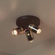 Downlight Upton, Ø 31 cm, svart/røykgrå, 3 lyskilder