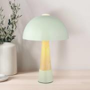 Bordlampe Paulin, matt grønn/trelook, metall, høyde 36,5 cm