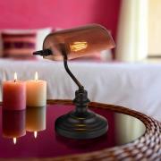 Bordlampe Antique, kobberfarget/matt svart, høyde 37 cm