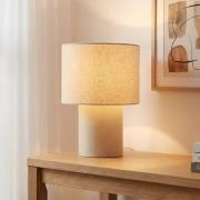 Lindby bordlampe Elfie, Ø 23 cm, beige, lin, E27
