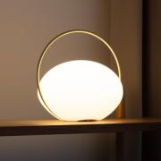 UMAGE LED-batteridrevet bordlampe Orbit, hvit/messing, IP44, CCT