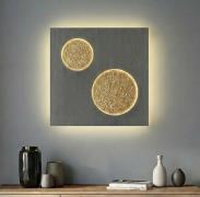 Lucande LED-vegglampe Delin, grå/gull, 55 x 55 cm, trinnvis dimbar