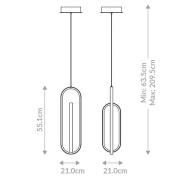 LED-hengelampe DENMARK, matt svart, Ø 21 cm, metall