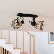 Takspot Anwick 1, stål/spanskrør, 2 lyskilder