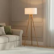 Lindby gulvlampe Charlia, hvit, tre, høyde 150 cm