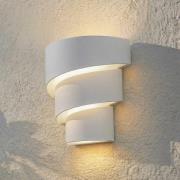 Lindby utendørs LED-vegglampe Valir, hvit, tre skjerm, IP54